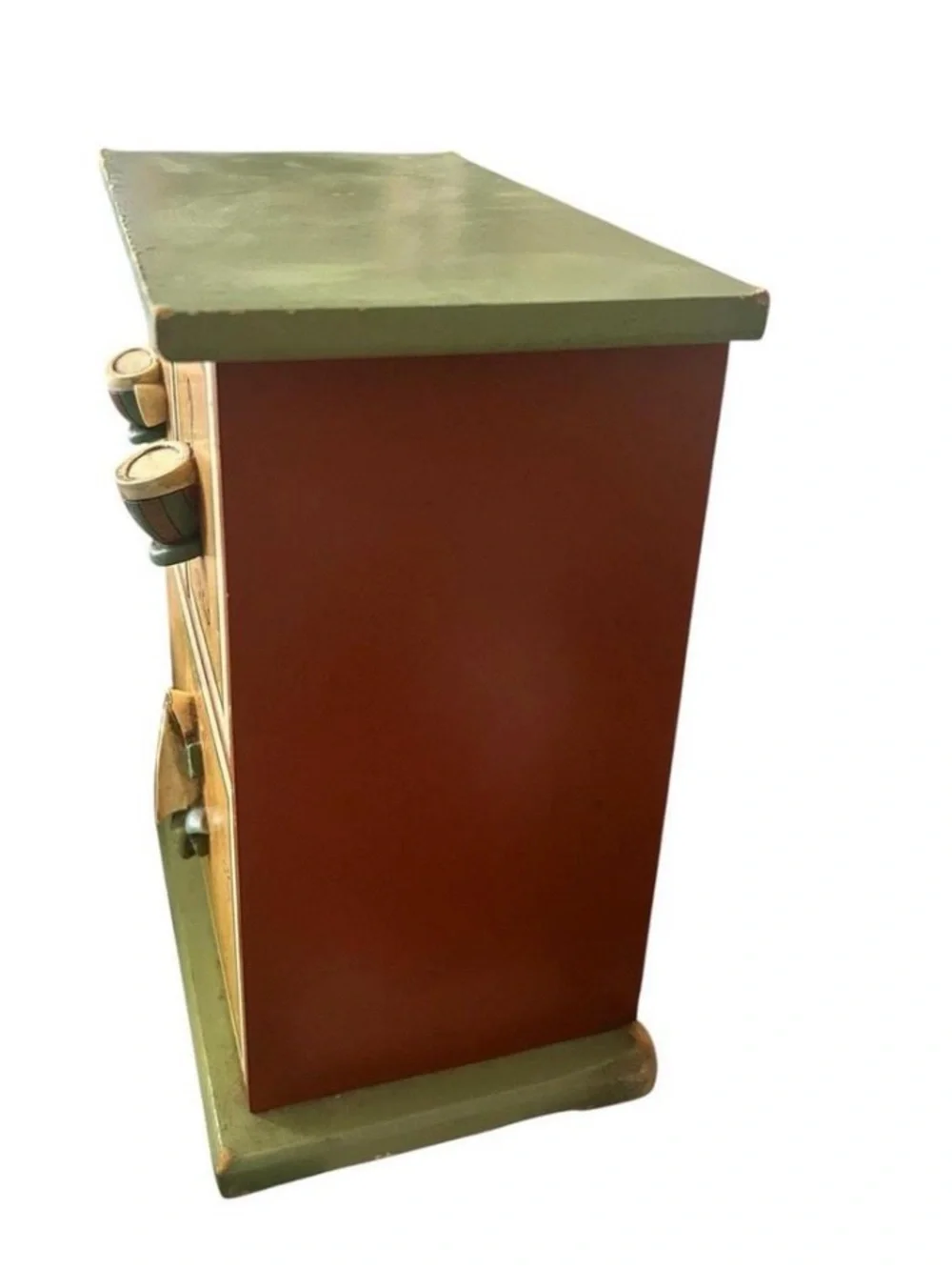 Wooden tea Cabinet in Mustard and Green